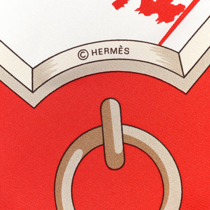 Hermes Silk Les Ponts De Paris Scarf 90 White Rouge 4 of 5