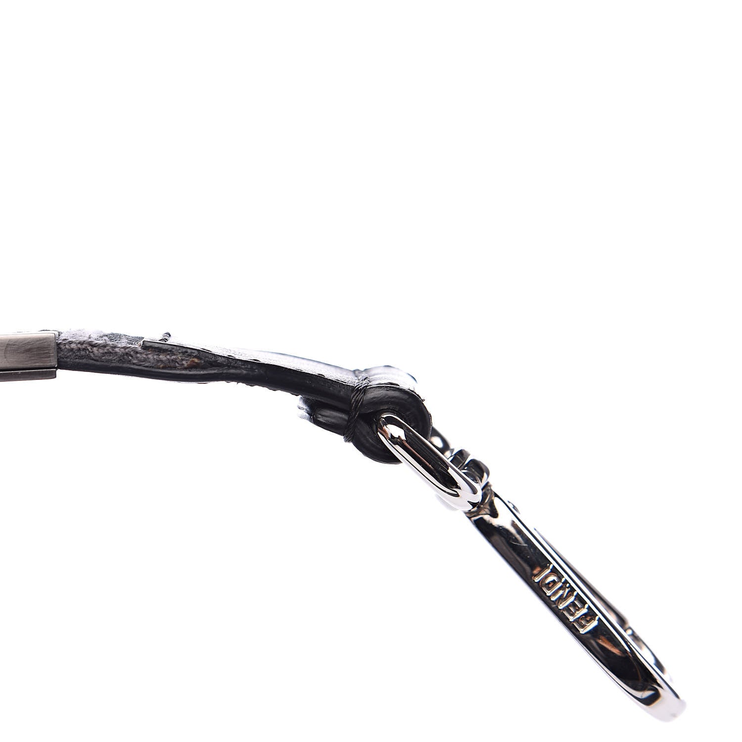 Fendi Fabric Calfskin FF Strap You Grey Black 6 of 6