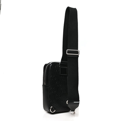 Gucci Calfskin GG Tennis Embossed Sling Backpack Black 2 of 8