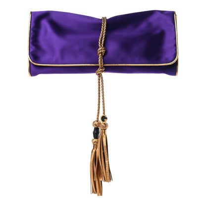 Gucci Satin Malika Clutch Purple Gold 9 of 9