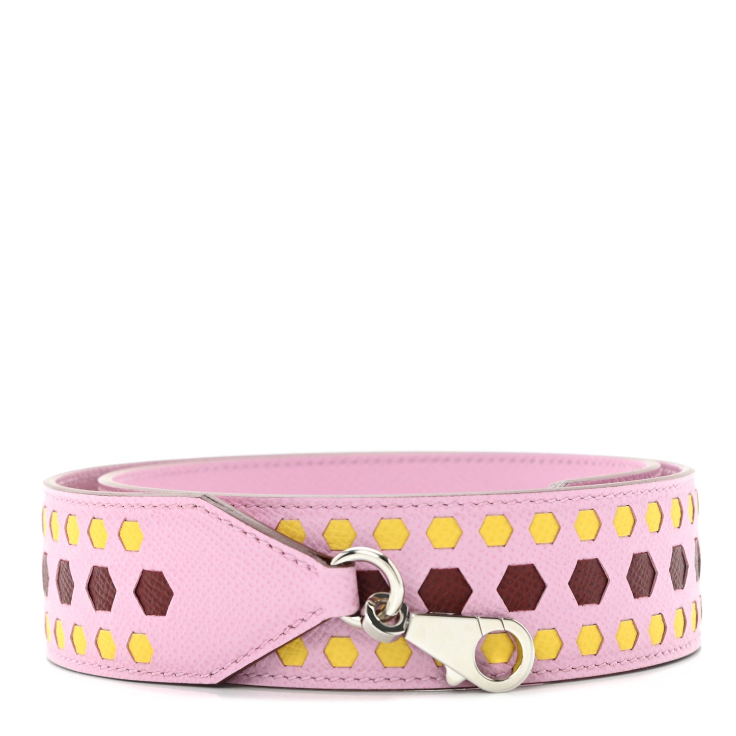 Epsom 30mm Hexagone Tressage Shoulder Strap Mauve Sylvestre Rouge H Jaune de Naples