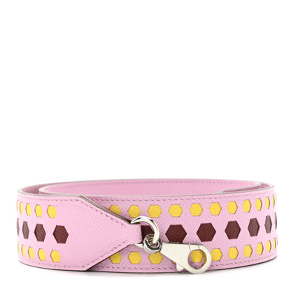Hermes Epsom 30mm Hexagone Tressage Shoulder Strap Mauve Sylvestre Rouge H Jaune de Naples 1 of 6