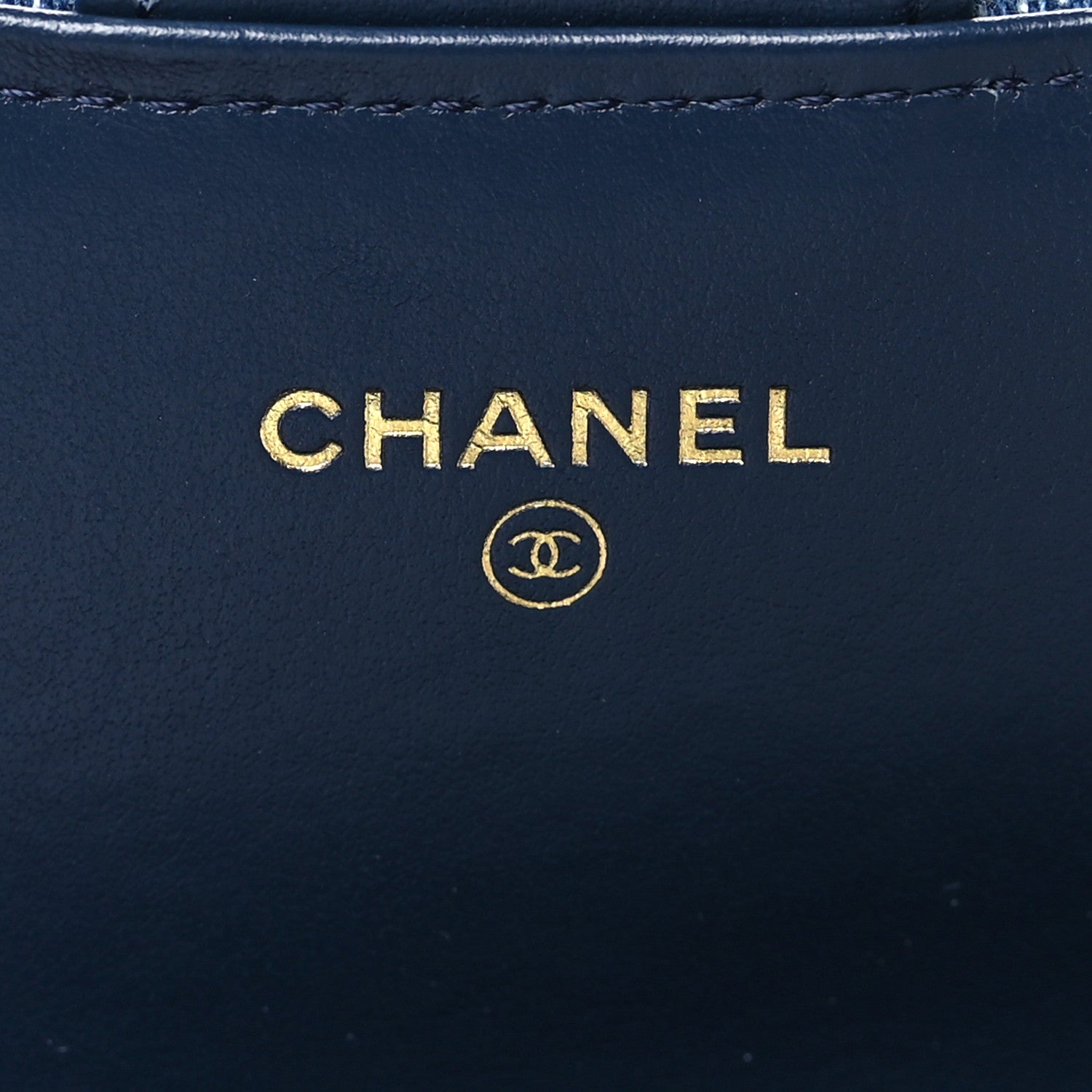 Chanel Printed Denim Quilted Card Holder On Chain  Dark Blue 6 of 11
