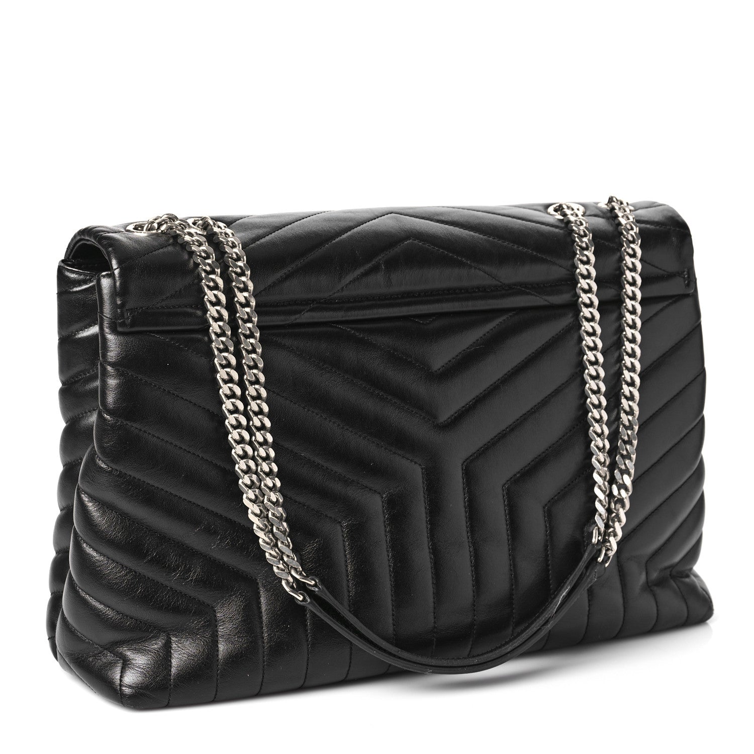 Saint Laurent Calfskin Y Quilted Monogram Large Loulou Chain Satchel Black 3 of 9