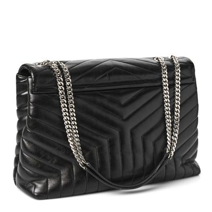 Saint Laurent Calfskin Y Quilted Monogram Large Loulou Chain Satchel Black 3 of 9