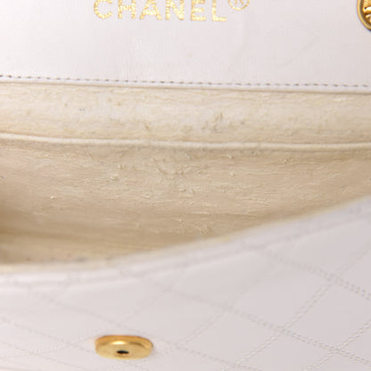 Chanel Calfskin Diamond Double Stitch Flap White 10 of 22