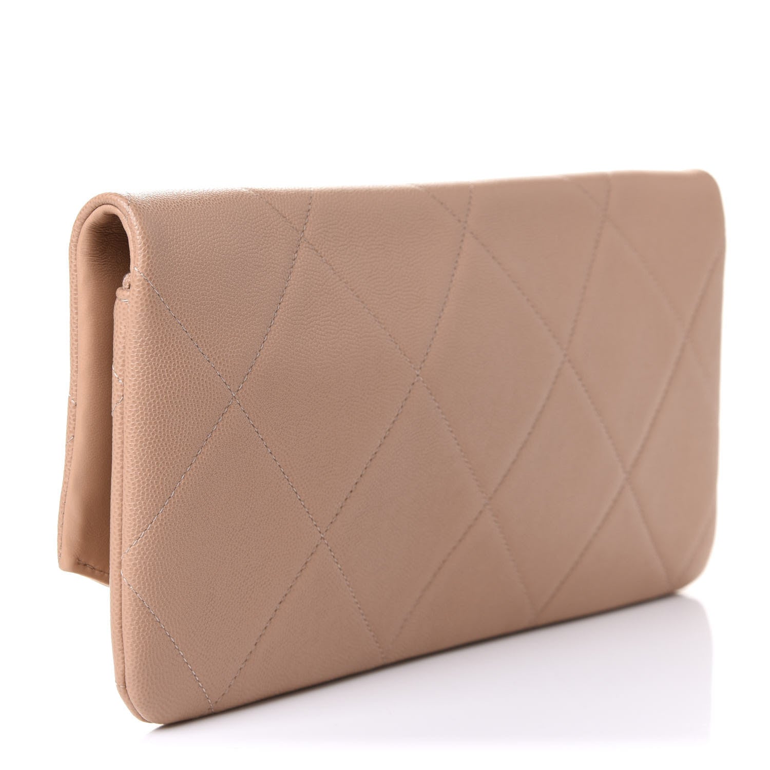 Chanel Caviar Quilted Woven Chain Handle Flap Clutch Beige 3 of 11