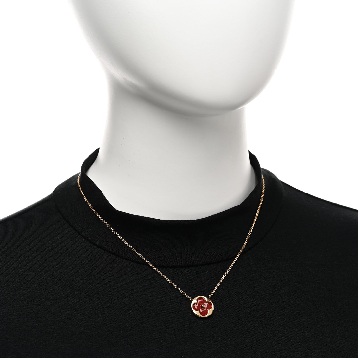 18K Yellow Gold Carnelian Blossom Sun Pendant Necklace