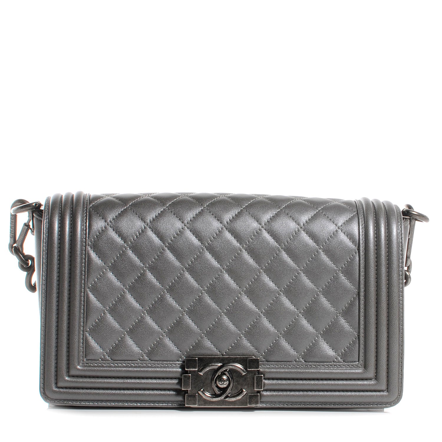 Chanel Lambskin Quilted Medium Boy Flap w Stingray Strap Silver 1 of 8