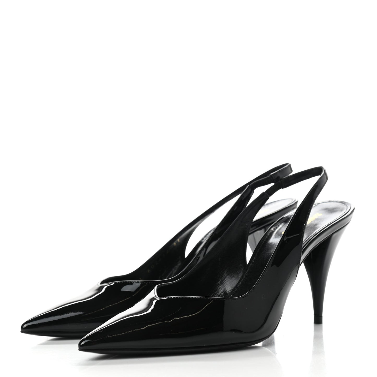 Patent Calfskin Slingback Pumps 37 Black