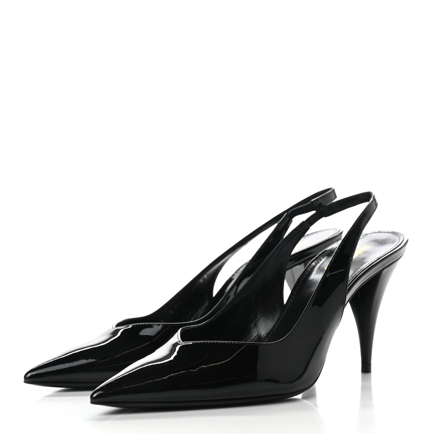 Saint Laurent Patent Calfskin Slingback Pumps 37 Black 2 of 8