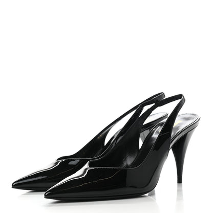 Saint Laurent Patent Calfskin Slingback Pumps 37 Black 2 of 8