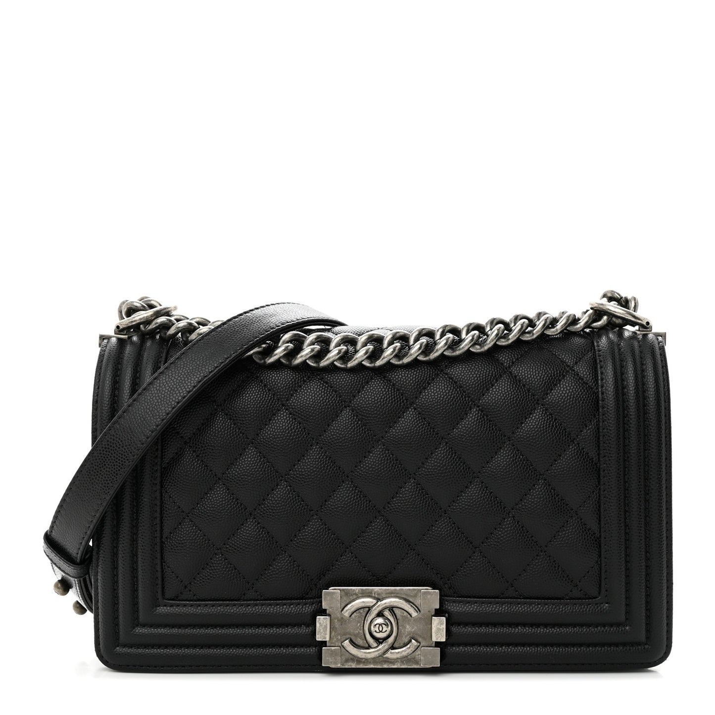 Caviar Quilted Medium Boy Flap Black