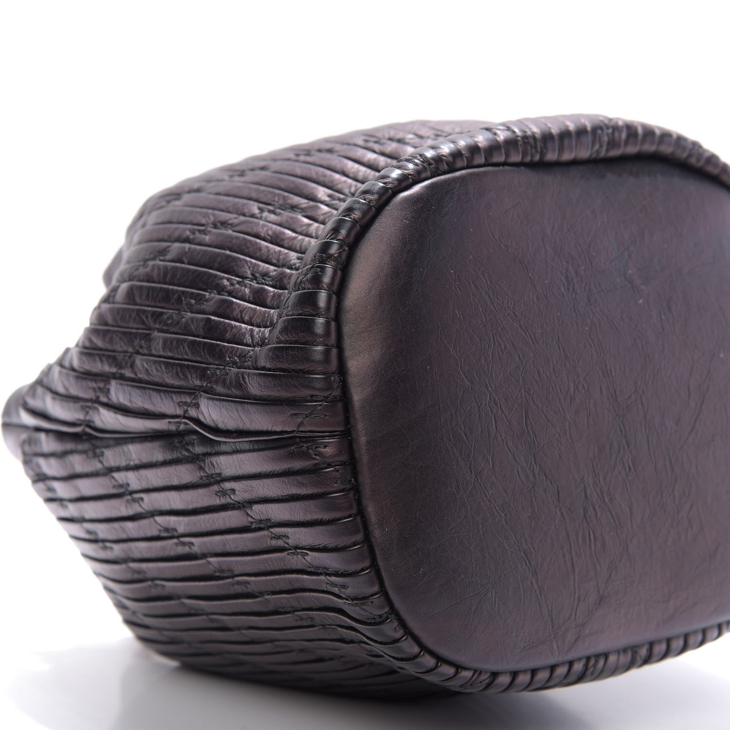 Chanel Iridescent Crumpled Calfskin Coco Pleats Small Drawstring Bag Black 6 of 9