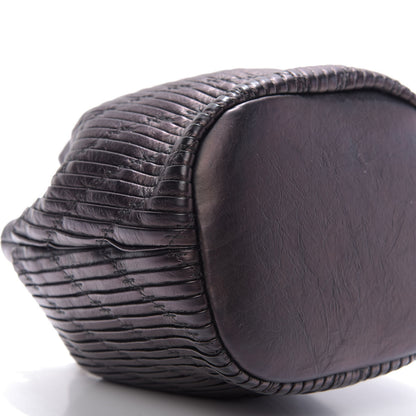 Chanel Iridescent Crumpled Calfskin Coco Pleats Small Drawstring Bag Black 6 of 9