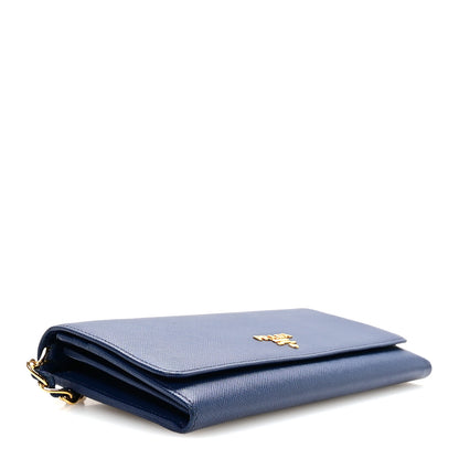 Prada Saffiano Metal Oro Chain Wallet Bleuette 4 of 10