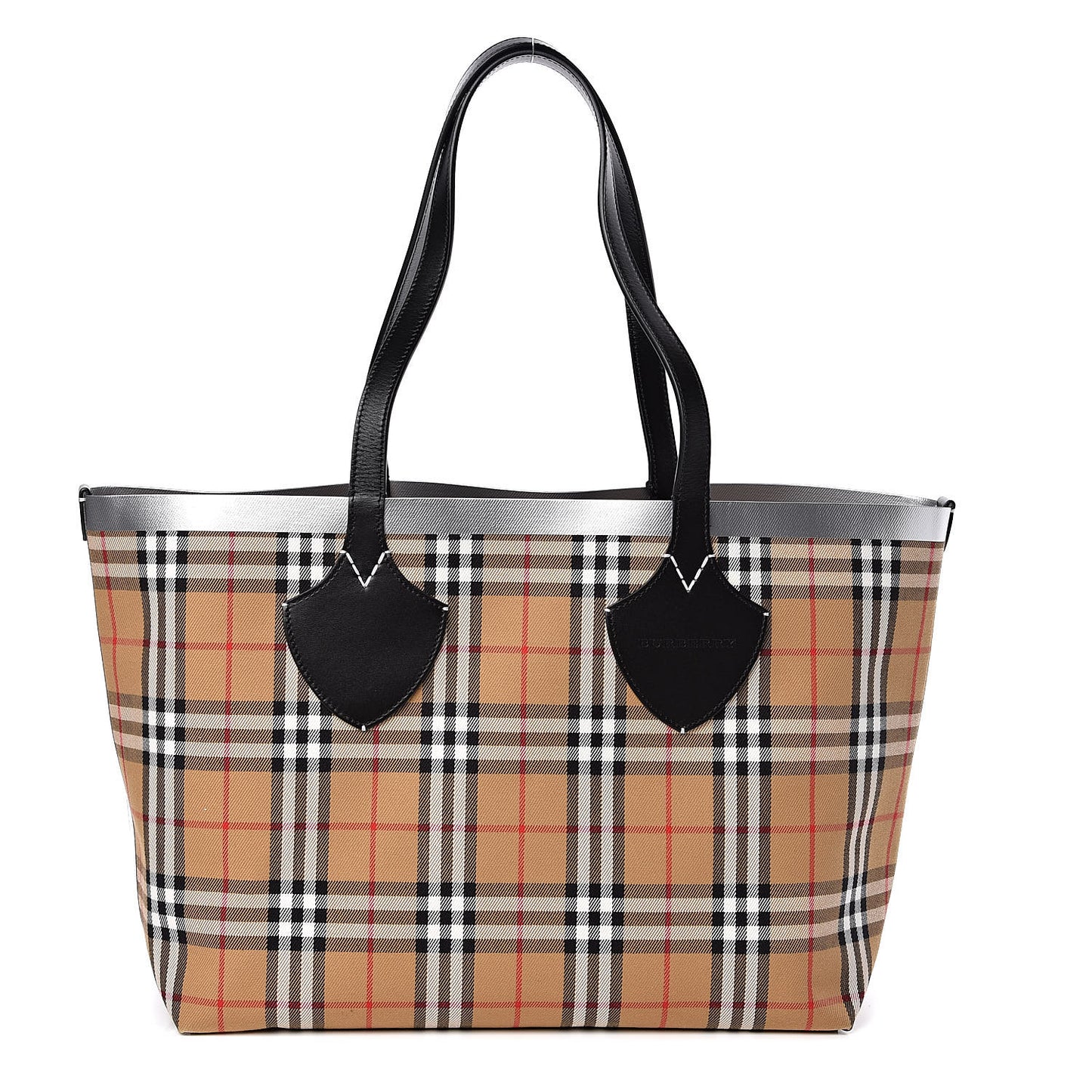 Vintage Check Large The Giant Reversible Tote Black Silver