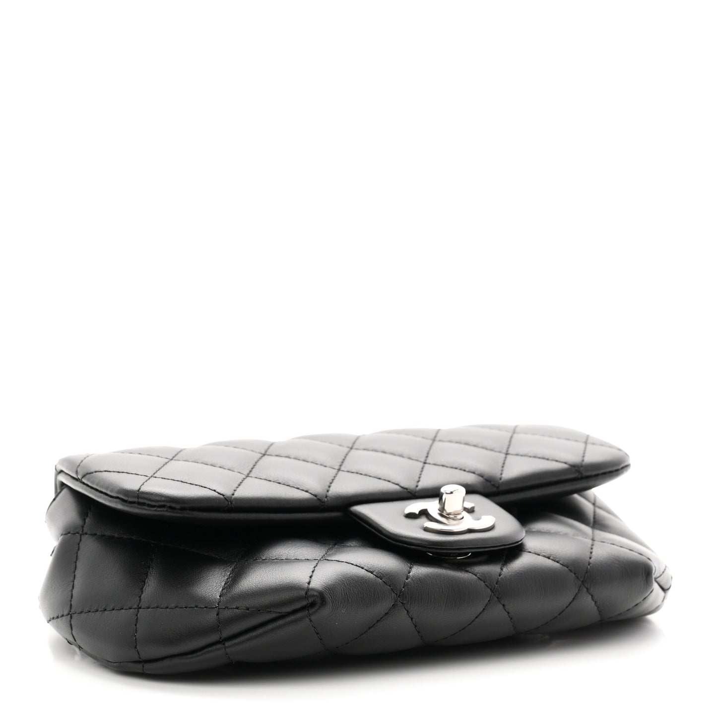Calfskin Quilted CC Uniform Flap Belt Bag Black