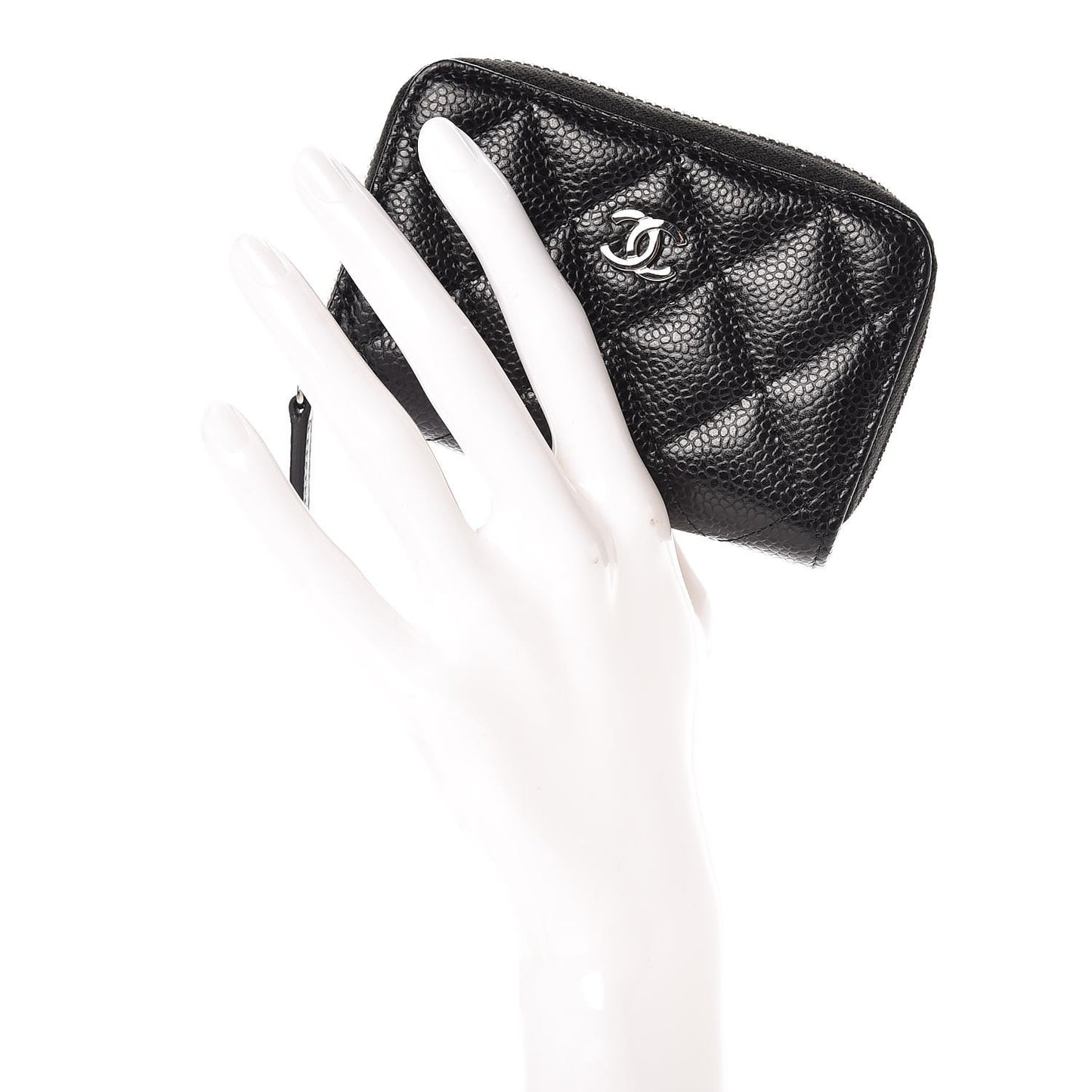 Caviar Quilted Zip Coin Purse Black