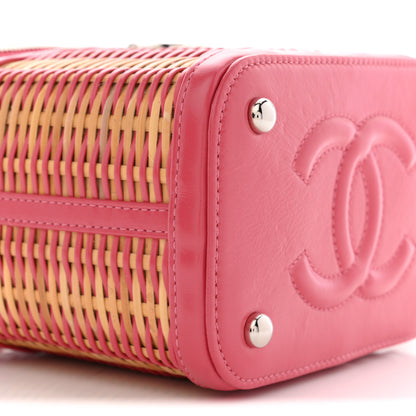 Chanel Calfskin Raffia Small Take Away Vanity Case Bag Pink Beige 9 of 11