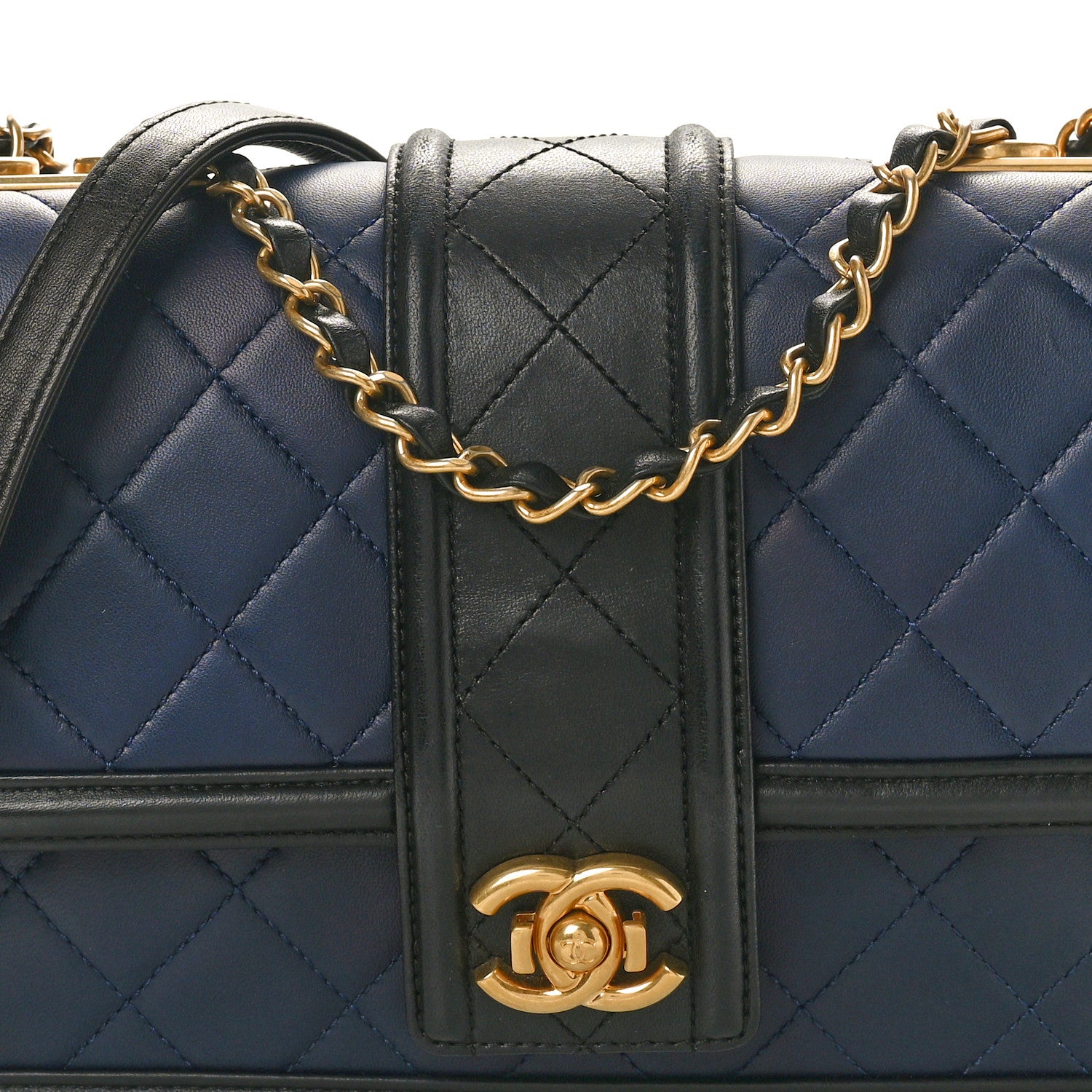 Chanel Lambskin Quilted Medium Elegant CC Flap Navy Black 8 of 10