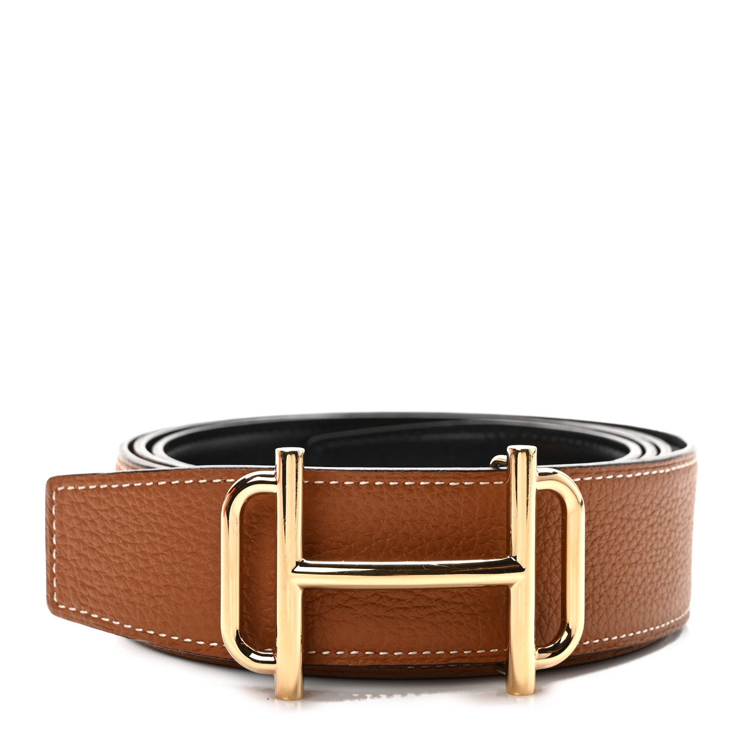 Hermes Chamonix Togo 32mm Royal Belt 120 Black Gold 1 of 5
