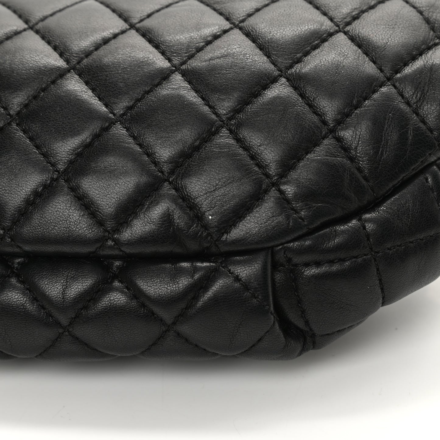 Lambskin Quilted Banane Waist Bag Fanny Pack Black