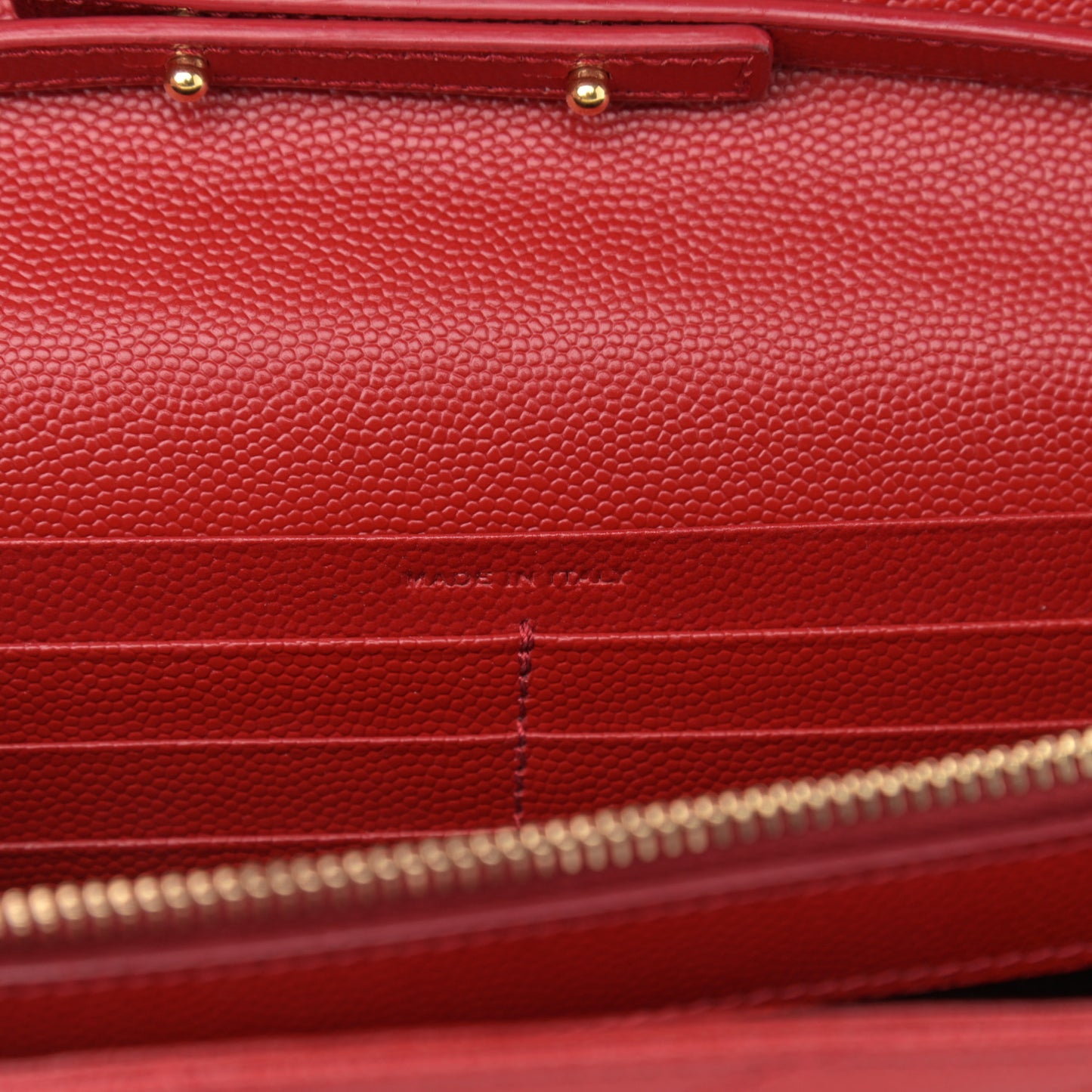 Grain De Poudre Matelasse Chevron Monogram Chain Wallet Red