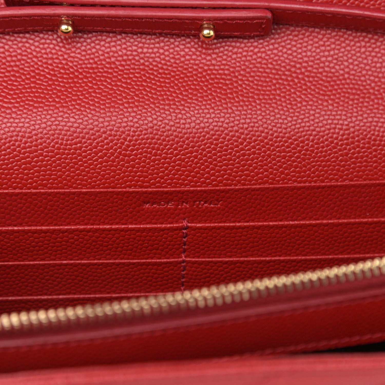 Saint Laurent Grain De Poudre Matelasse Chevron Monogram Chain Wallet Red 7 of 12