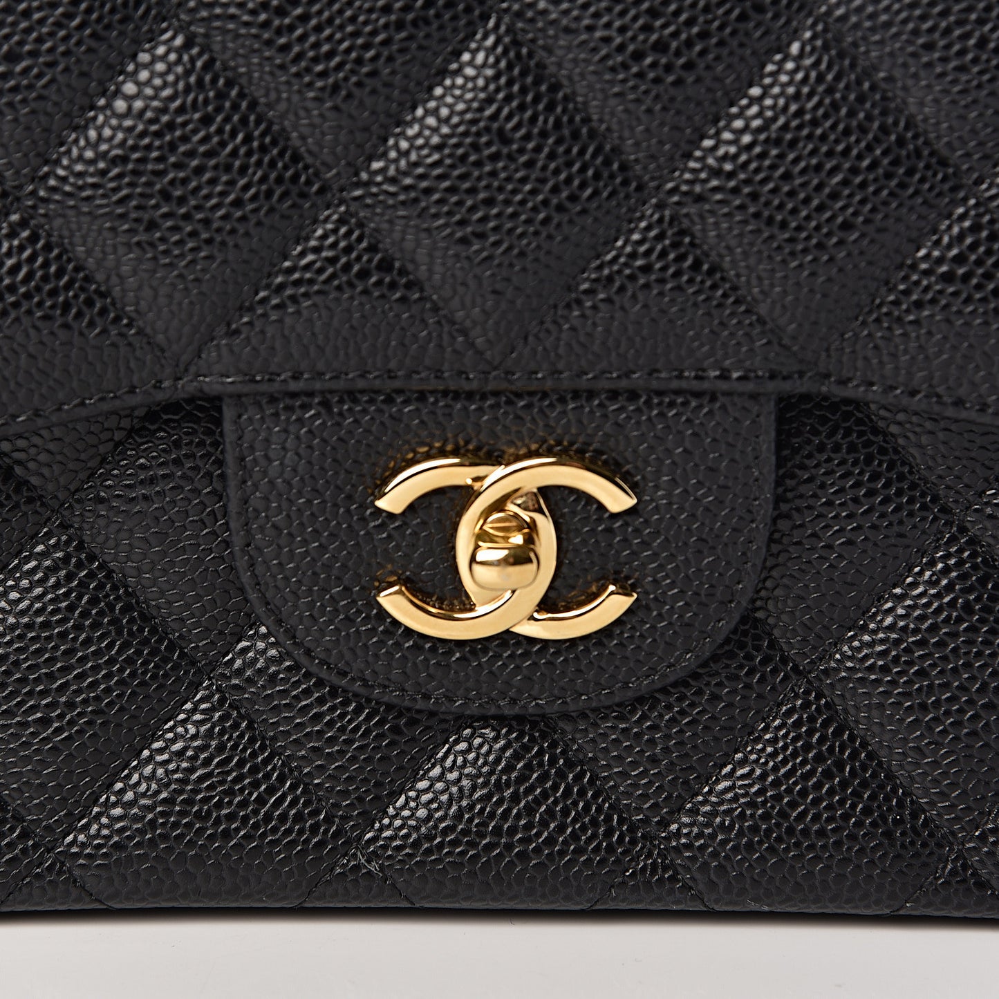 Caviar Quilted Jumbo Double Flap Black