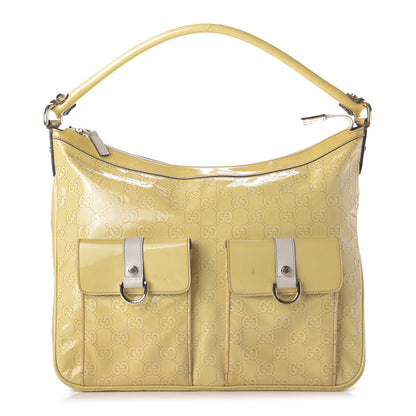 Gucci Patent Guccissima Pocket Hobo Yellow 1 of 15