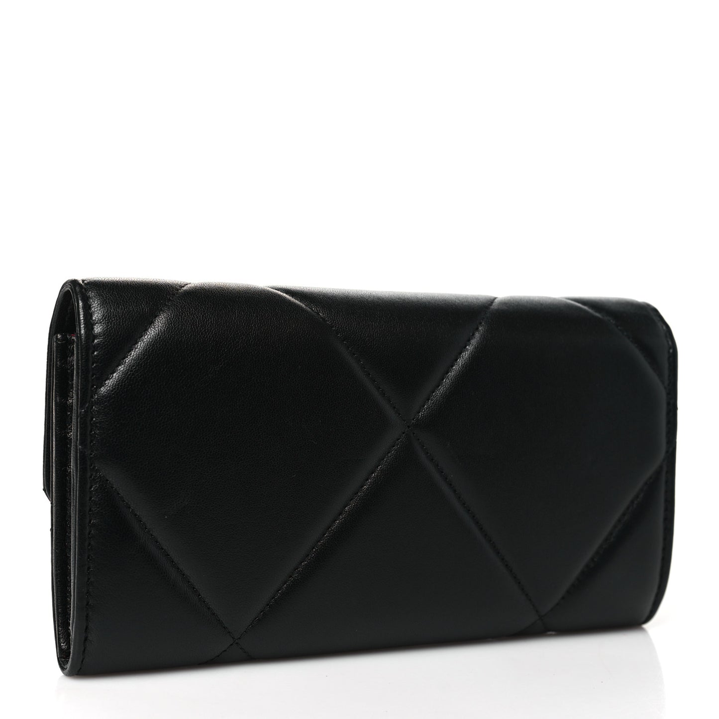 Lambskin Quilted Chanel 19 Flap Wallet Black