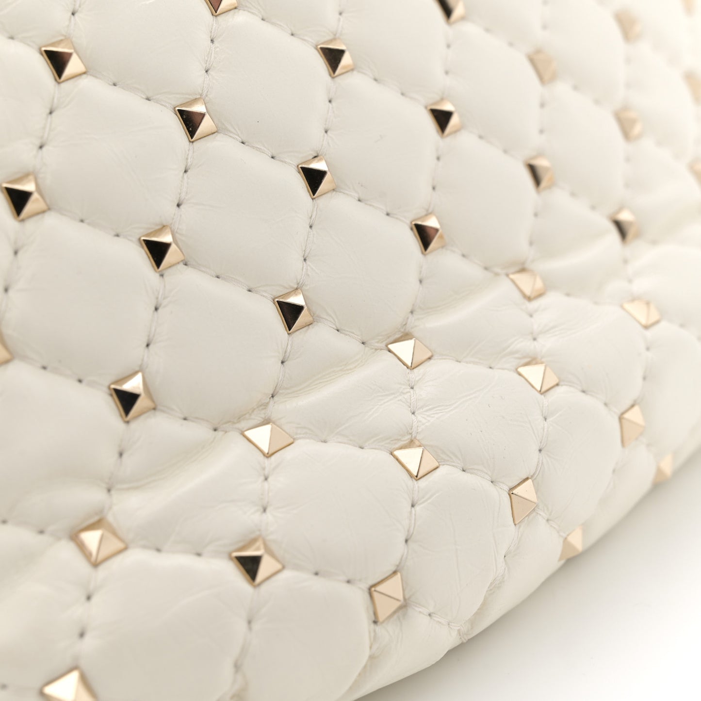 Nappa Small Rockstud Spike Hobo Ivory