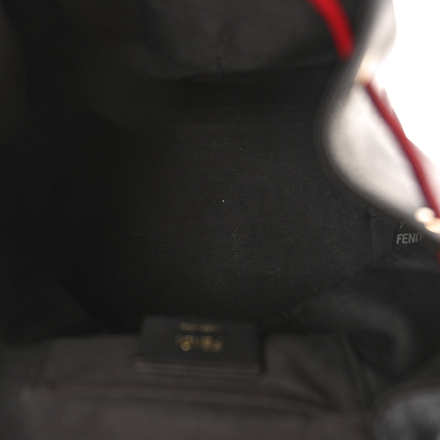 Vitello Cruise Bi-Color FF 1974 Embossed F is Fendi Drawstring Backpack Black Fragola Maya