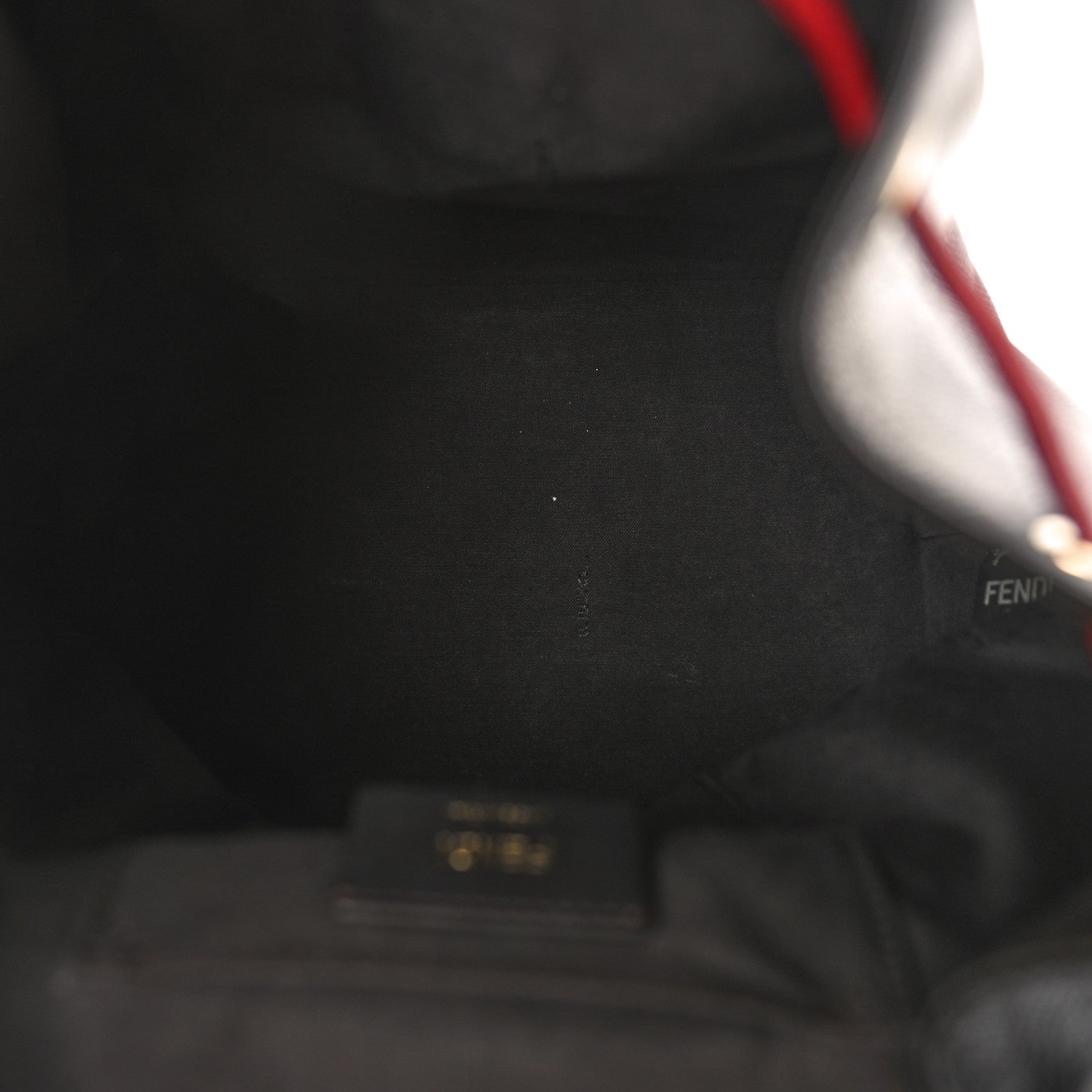 Fendi Vitello Cruise Bi-Color FF 1974 Embossed F is Fendi Drawstring Backpack Black Fragola Maya 5 of 8