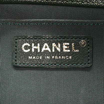 Chanel Caviar Chevron Quilted Medium Boy Flap Dark Green 6 of 11