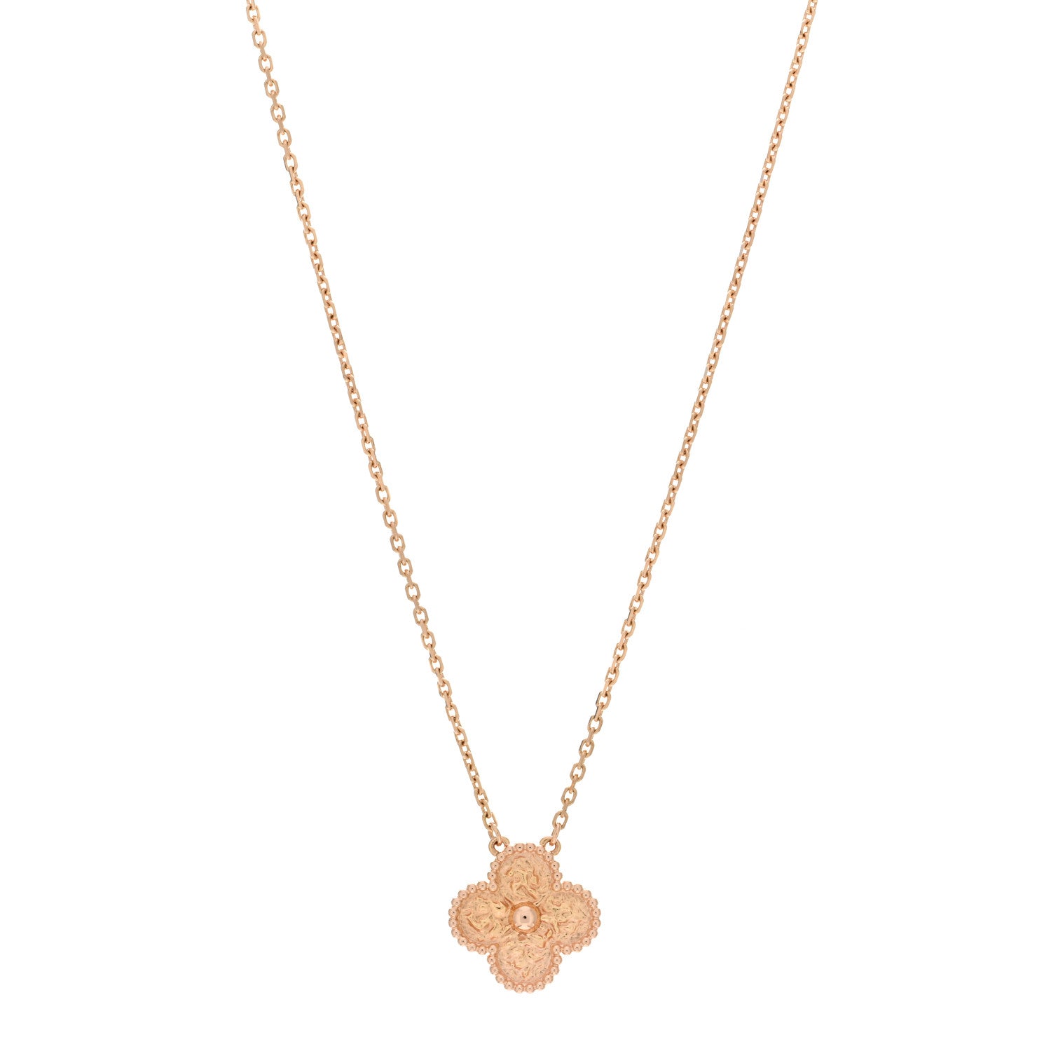 Van Cleef & Arpels 18K Rose Gold Vintage Alhambra Pendant Necklace 1 of 6