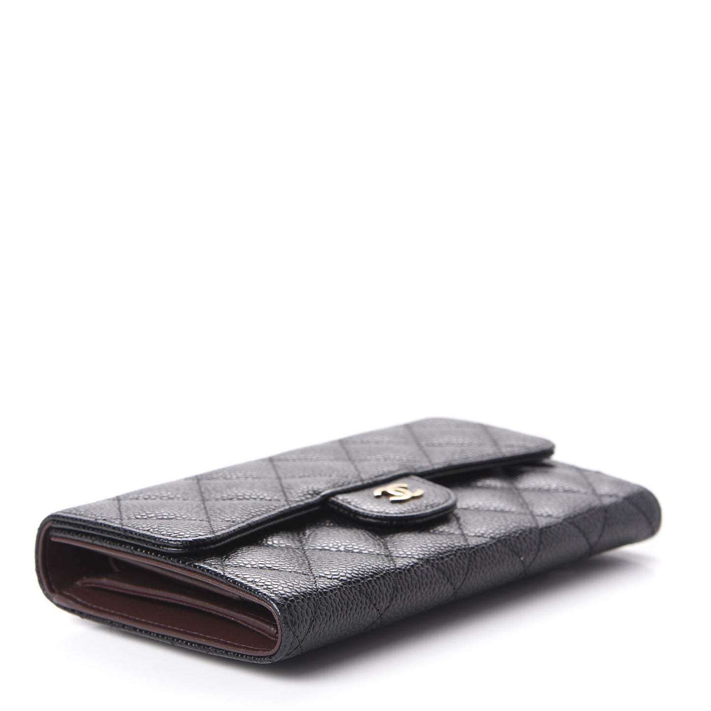 Caviar Quilted Large Flap Wallet Black