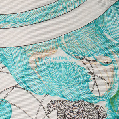 Hermes Silk Brides De Gala En Finesse Scarf Aqua Vert 4 of 7