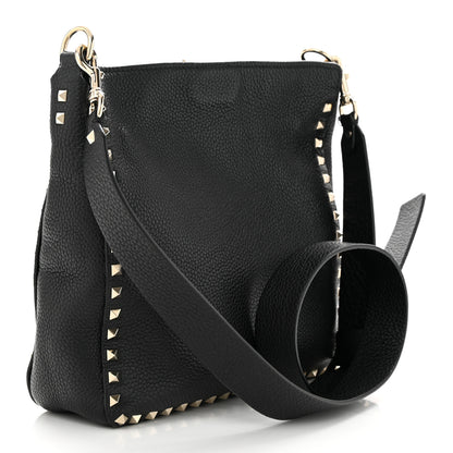 Valentino Garavani Pebbled Calfskin Small Rockstud Flip-Lock Messenger Bag Black 3 of 9