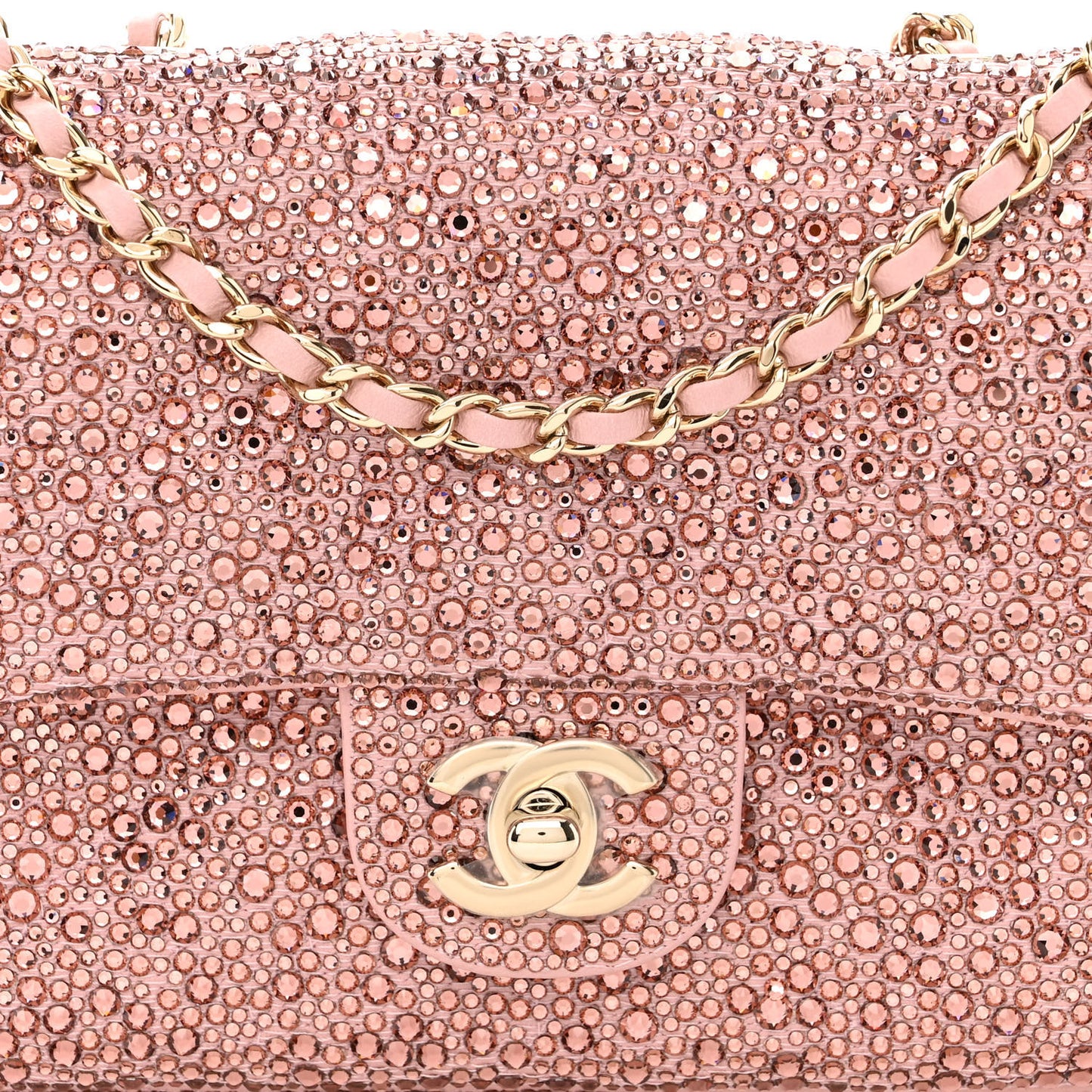 Lambskin Crystal Diamante Small Flap Light Pink