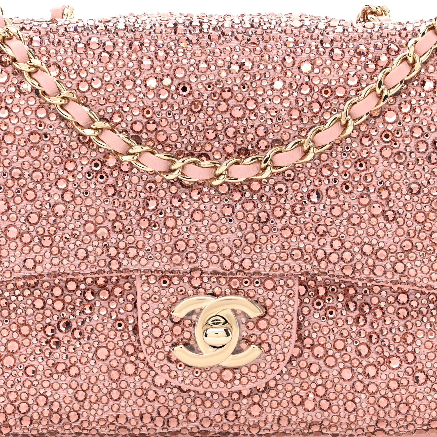 Chanel Lambskin Crystal Diamante Small Flap Light Pink 8 of 11