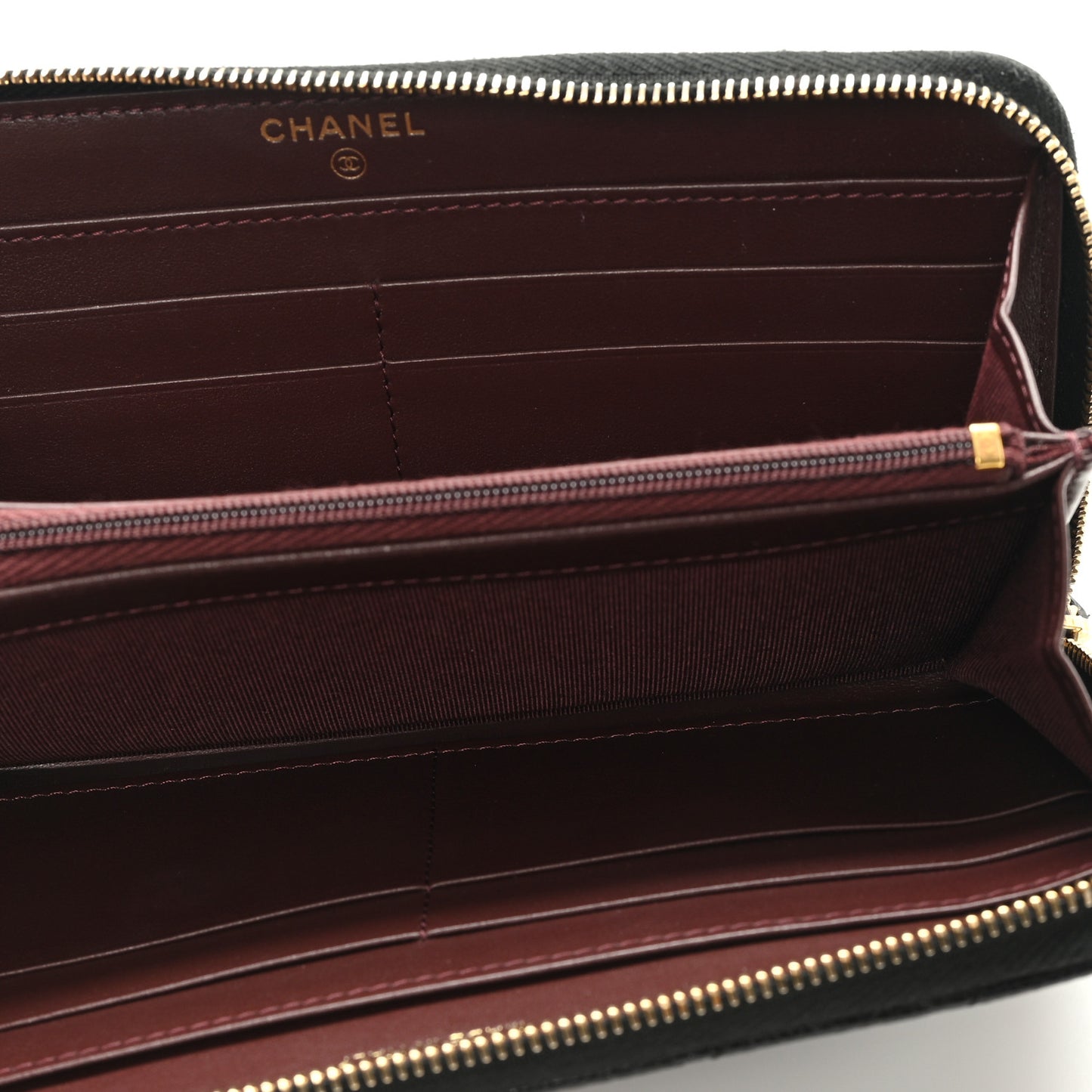 Caviar Quilted Large Gusset Zip Around Wallet Black