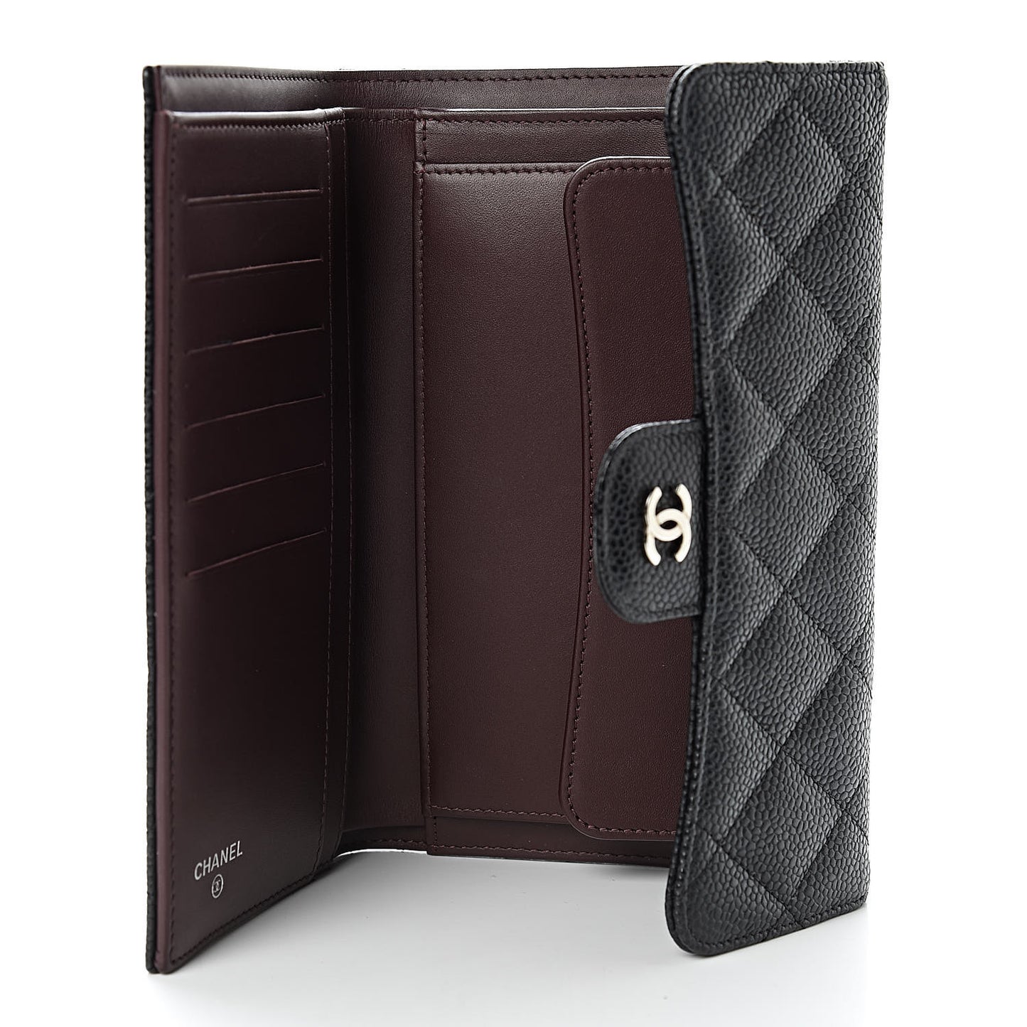 Caviar Quilted Large Flap Wallet Black