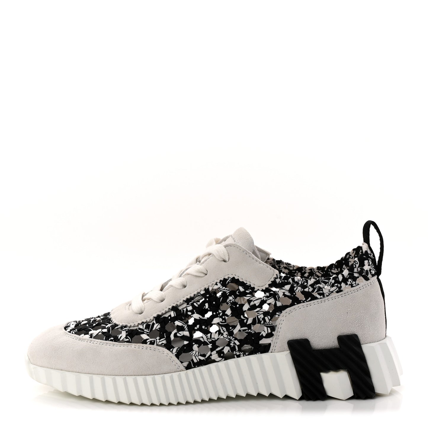 Braided Silk Sneakers 37.5 Black White