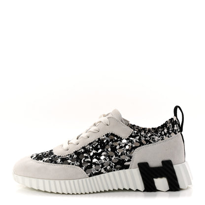 Hermes Braided Silk Sneakers 37.5 Black White 1 of 10