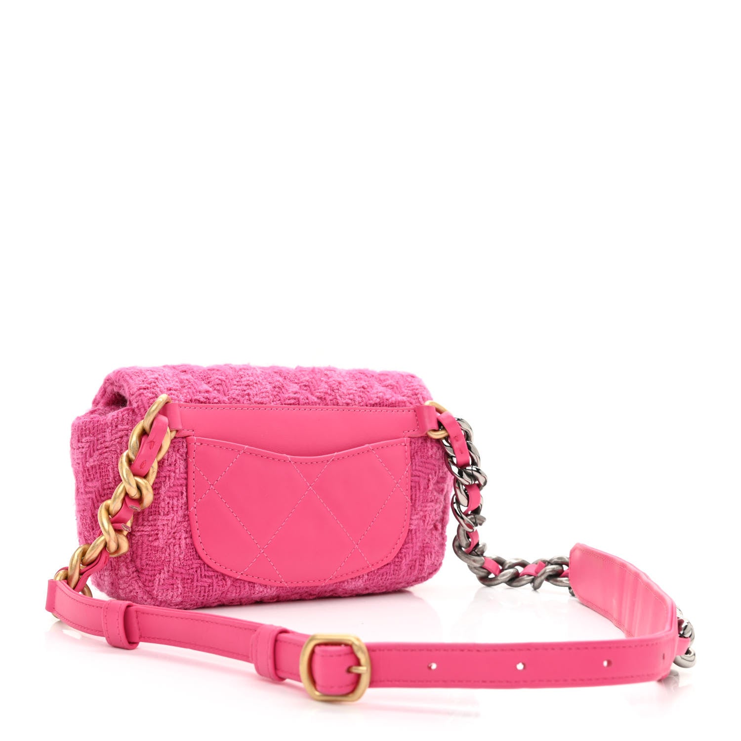 Chanel Tweed Quilted Chanel 19 Waist Bag Pink 3 of 10