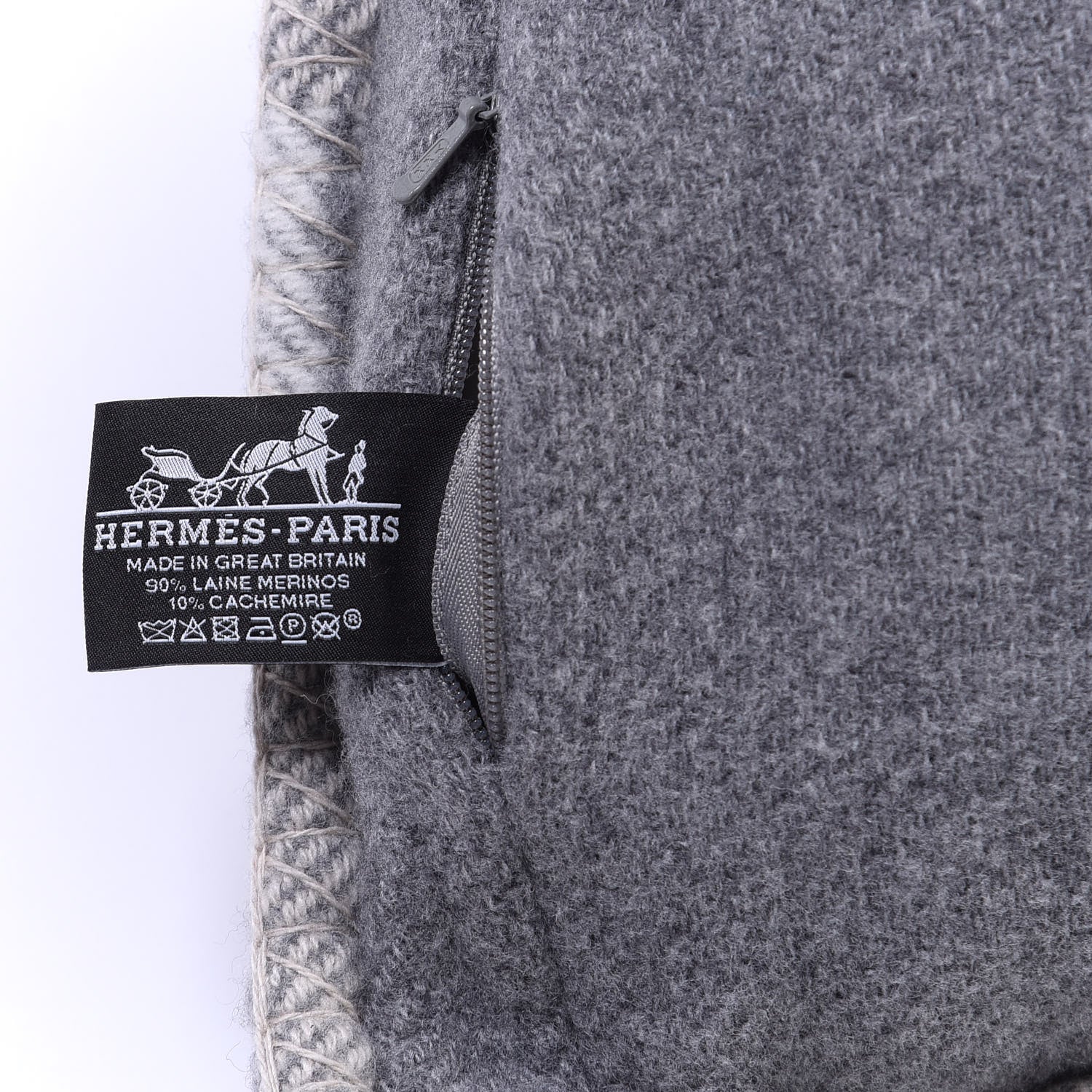 Hermes Wool Cashmere Avalon Paper Block Pillow Gris Acier 3 of 3