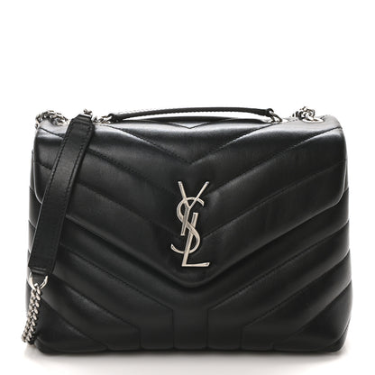 Saint Laurent Calfskin Y Quilted Monogram Small Loulou Chain Satchel Black 1 of 11