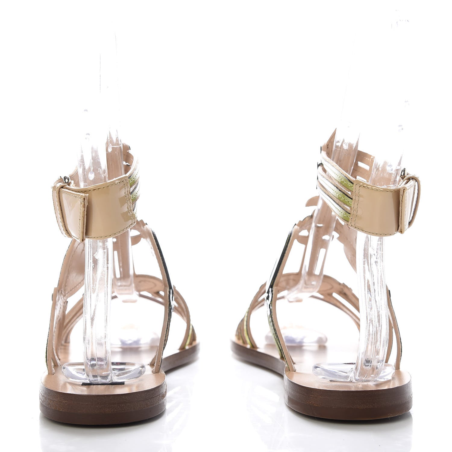Valentino Garavani Patent Loveblade Caged Flat Sandals 36 Camel Rose 4 of 10
